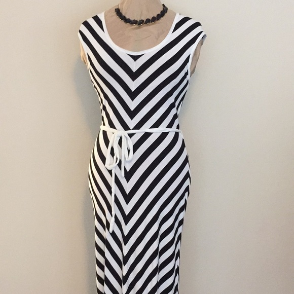 calvin klein striped maxi dress